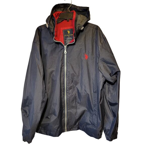 US Polo Association Lined Navy Blue Windbreaker Rain Jacket Size XL - Picture 1 of 6